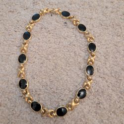 Gold and Black Stone Necklace