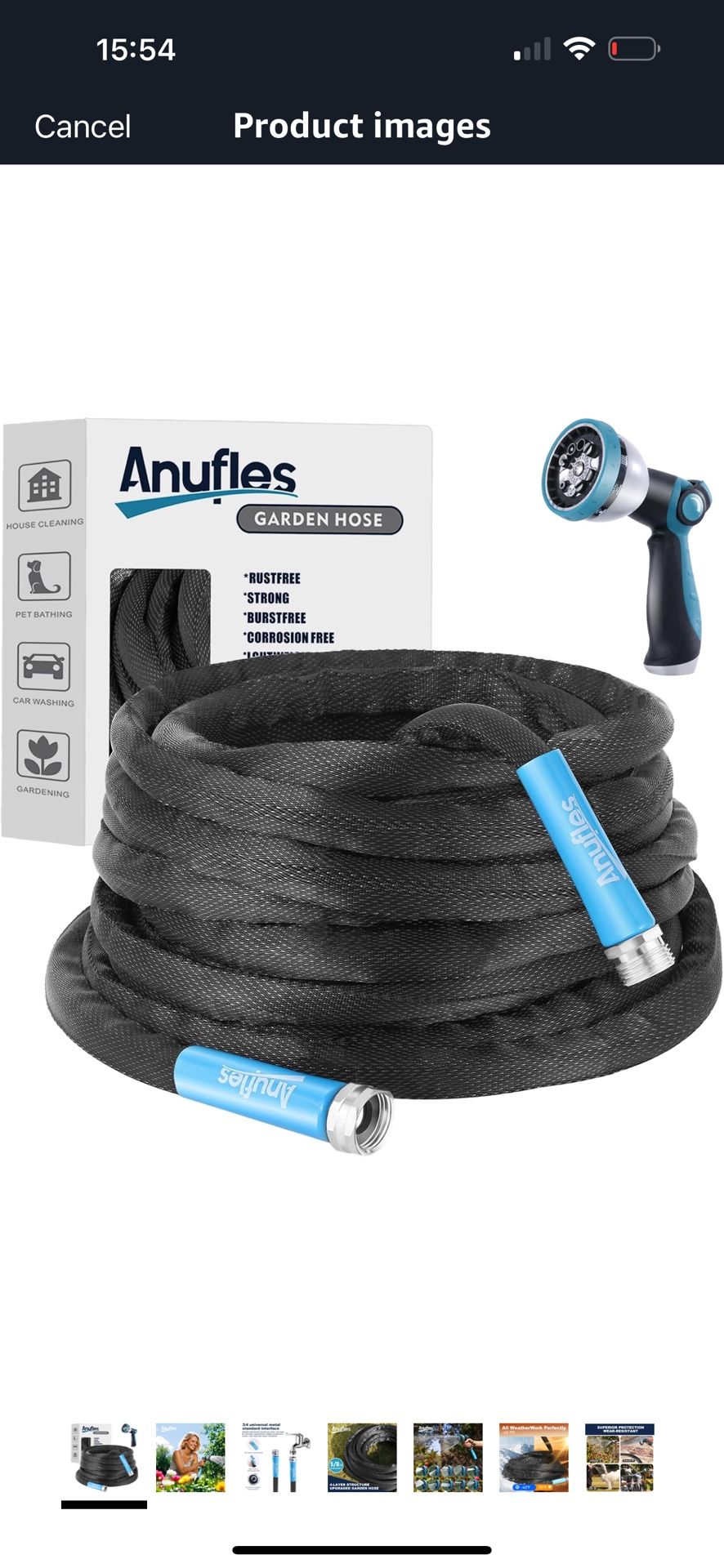 Brand New 50FT Garden Hose - Flexible Water Hose with 10 Spray Nozzle, Lightweight Design, Easy Storage, Leak-Proof, Compact, Portable, Car Wash for Y