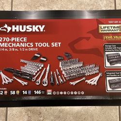 NEW HUSKY Mechanics Tool Set w/ 1/4, 3/8, & 1/2 in. DRIVES (270-Piece)
