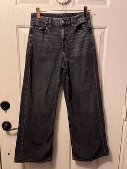 American Eagle Baggy Wide Leg  Black Wash Jeans Size 4