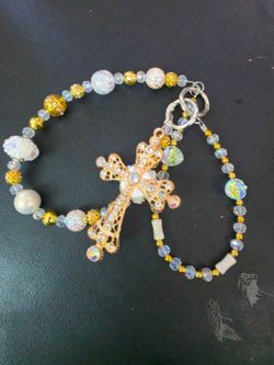 White gold cross bag chain phone chain
