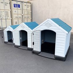 (NEW) Plastic Dog House w/ Lock Door (Medium $80, Large $115, X-Large $160) All Weather Cage Kennel