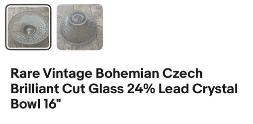16” Large Bohemian Hand Brilliant Cut Czech BObCrystal %24