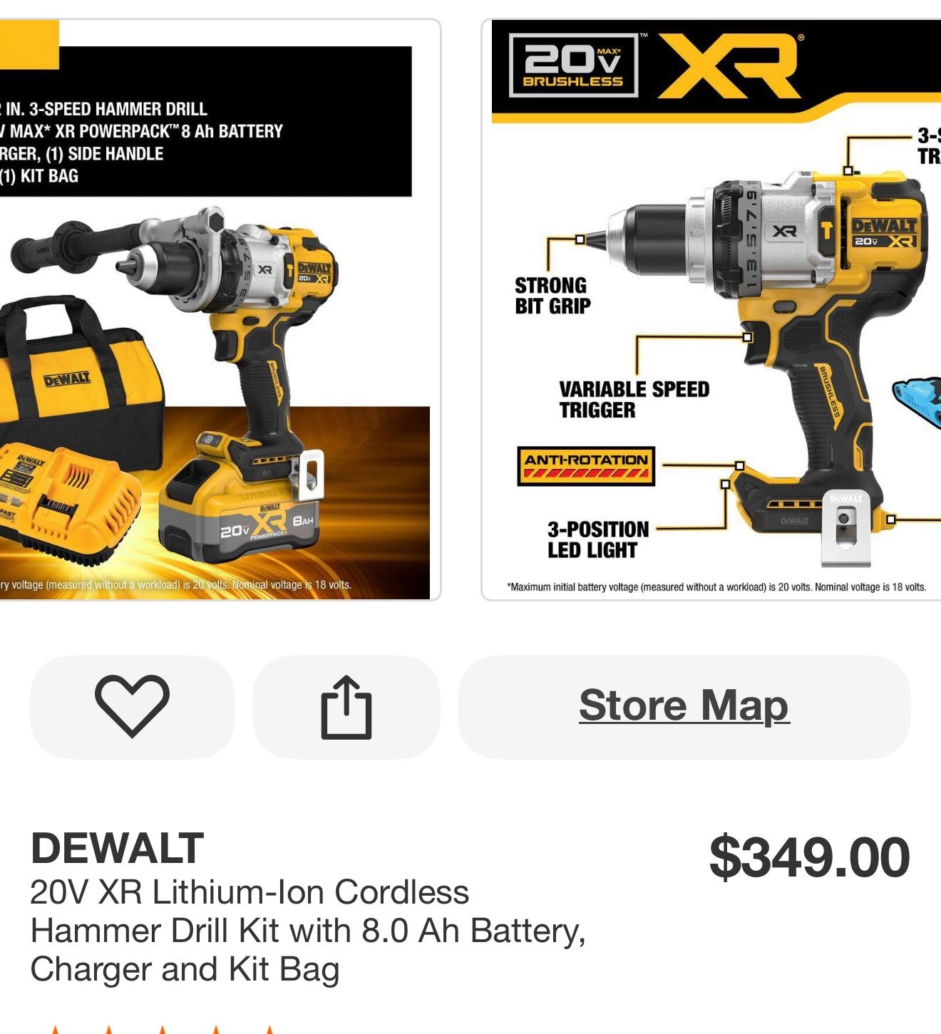 20V XR Lithium-Ion Cordless Hammer Drill Kit with 8.0 Ah Battery, Charger and Kit Bag