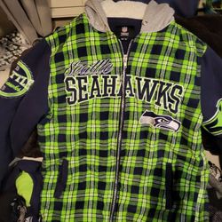 NFL Seattle Seahawks flannel hooded jacket,