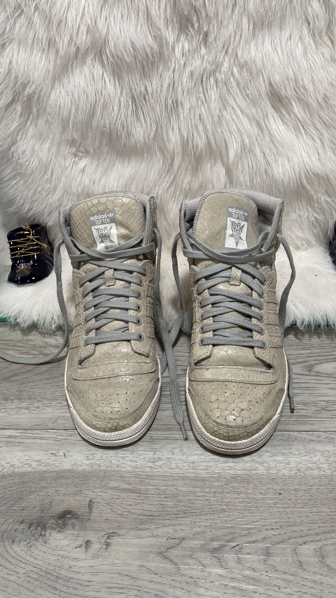 Rare Adidas Top Ten Hi Top Snake Skin Print Shoes Mens Size 10