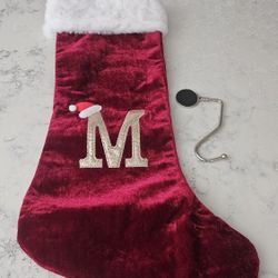 RED VELVET CHRISTMAS STOCKING WITH HANGER