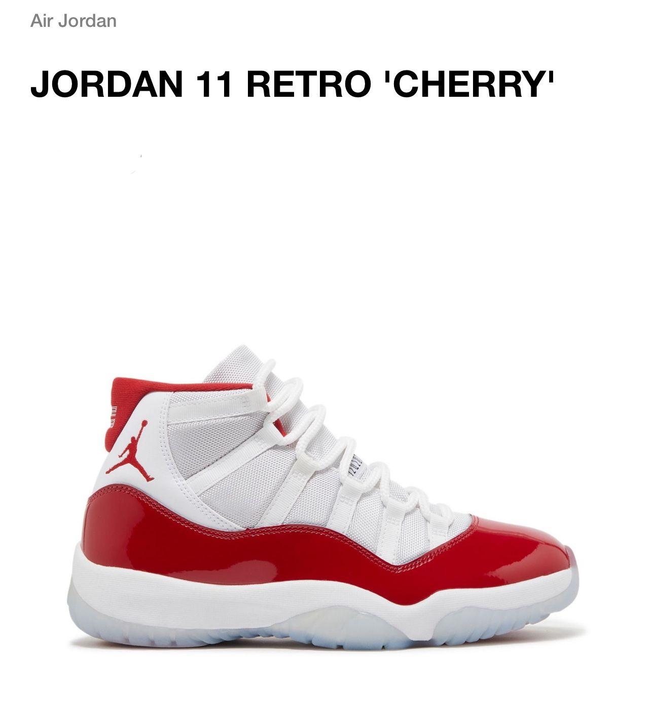 Jordan 11. Cherry Size 8 Men’s