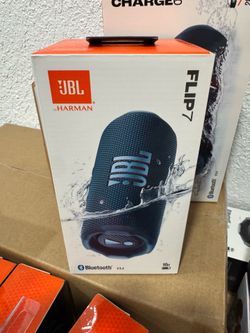 Awesome JBL Flip 7 speaker. New in box. This portable Bluetooth speaker has up to 16 hours playtime. It's also waterproof and dustproof with IP68 rati