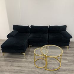 Sectional Couch - Black and Gold