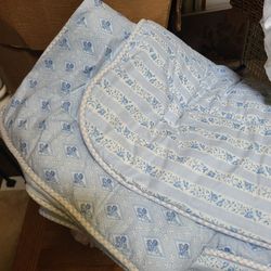 Blue white comforter Laura Ashley Country French ginham cottagecore