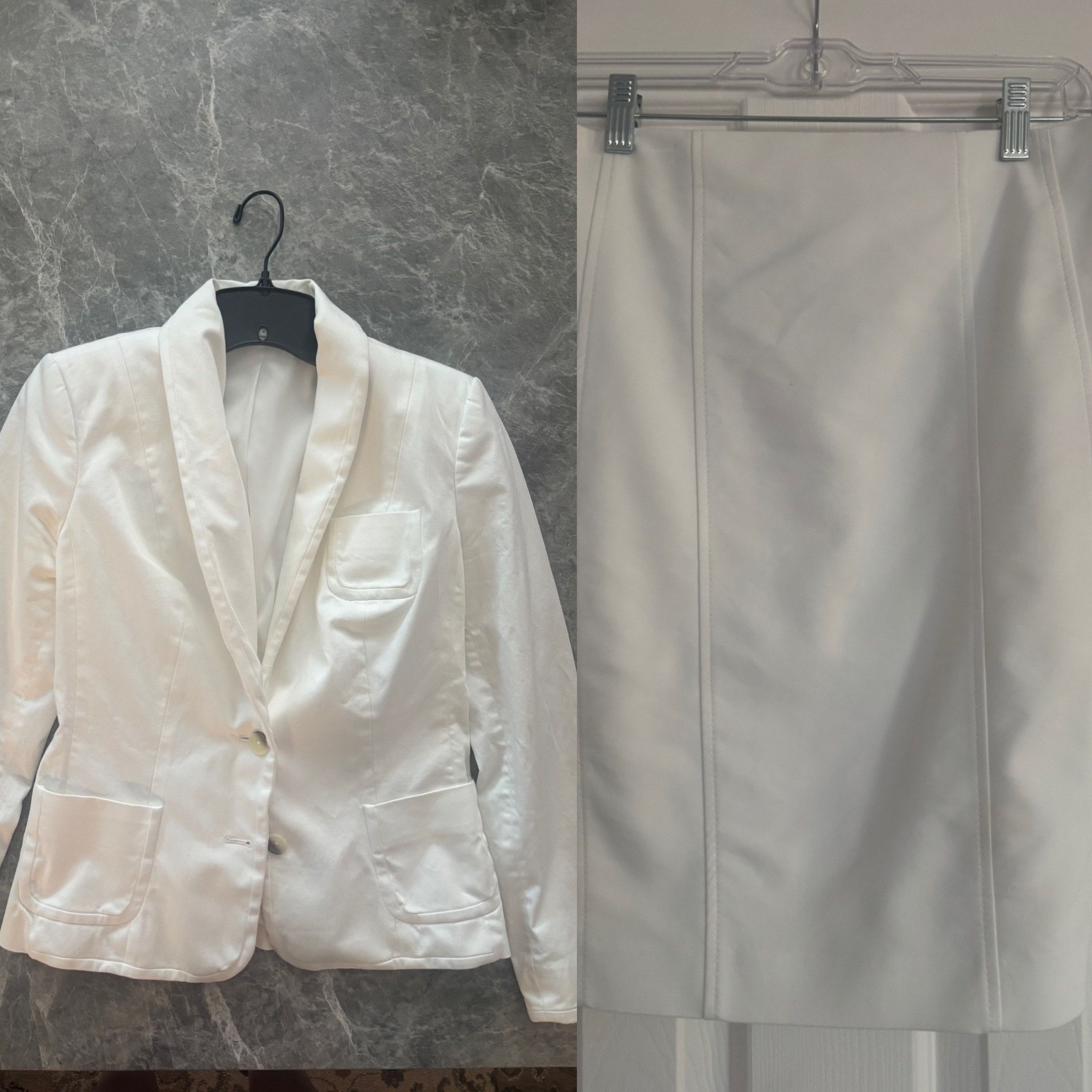 Express White Suit With Pencil Skirt 