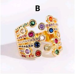 Assorted Multi Color Crystal Rings, Open Size, Only $15.each!