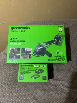 Greenworks angle grinder and battery kit
