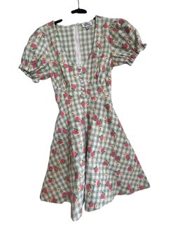 Unique Vintage gingham peach dress