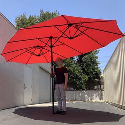 New in box $85 Large 15 FT Double Sided Umbrella Outdoor Patio Garden Yard (Weight base not included) 