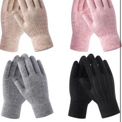 Gloves for Women - 4 Pairs Winter Gloves for Women Men Cold Weather Thermal Warm Stretchy Womens Gloves