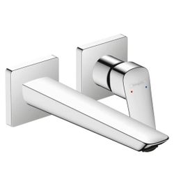 hansgrohe Logis Fine Modern 1-Handle 2-Hole 4- inch Tall Wall Mounted Bathroom Faucet in Chrome,