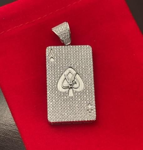 ace card sterling silver pendant 