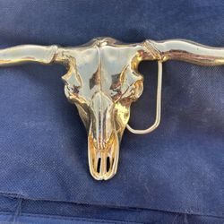 1970s longhorn solid brass belt buckle