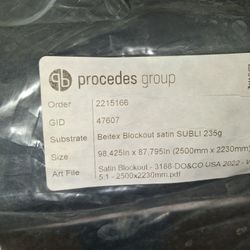 Custom Made 98" By 87" Beitex Blockout Satin Formula One Brand New