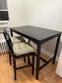 Black Wood Bar Height Table with Chairs