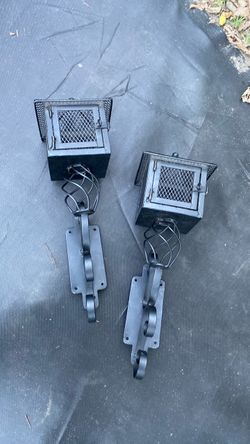Set of (x2) Hand-Forged Lantern Wall Sconce: Rustic Farmhouse Lighting/ home family forge