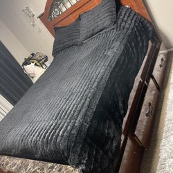 Queen Wooden Bed Frame With Side Drawers 