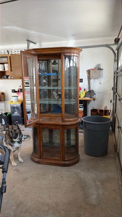 Wood and Glass Curio Display Cabinet