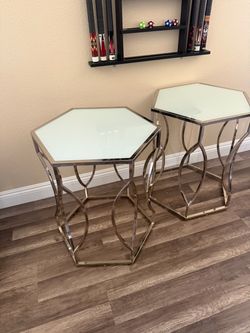 Silver side tables