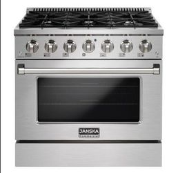 Open Box 36 in. 5.2 cu. ft. Gas Range with 6-Burners, Convection Oven, Griddle in Stainless Steel