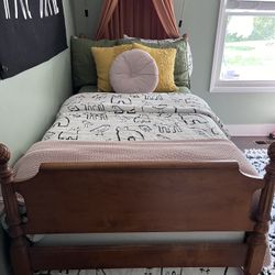 Solid Wood Vintage Twin Bed Frame And New Box spring