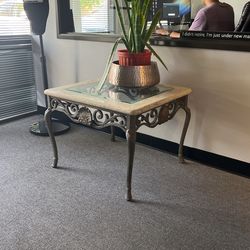 Wrought Iron / /stone End Table 