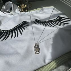 Sterling Silver With Gold Plated Hearts And Natural Diamonds 