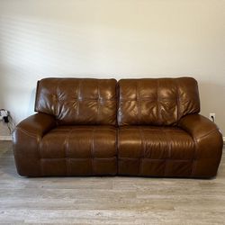 Brown Leather Sofa - Reclining 