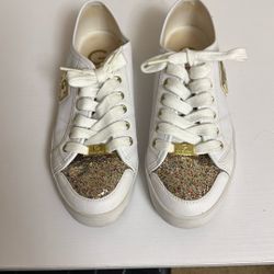 Guess Tennis Shoes Glitter Gold/white  6.5