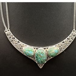 Vintage STS Sterling Silver Sonoran Turquoise Statement 18" Necklace 23g