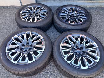 2025 OEM ORIGINAL TAKEOFFS GMC YUKON DENALI ULTIMATE 22 INCH HAVE TPMS SENSORS TIRES BRIDGESTONE ALENZA 95 % DOT 4924 $ 2099