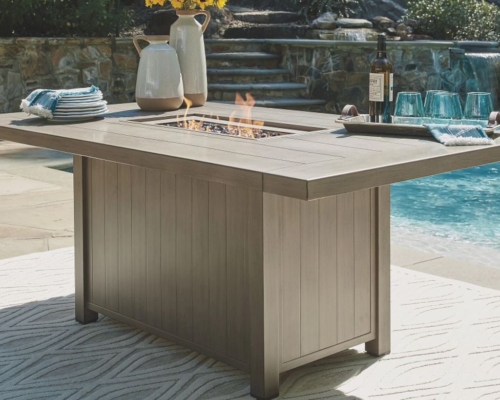 Windon Barn - Brown - 7 Pc. - Fire Pit Table, 4 Arm Chairs, 2 Swivel Chairs