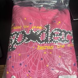 Spider Hoodie Pink Men’s Large 100% Cotton