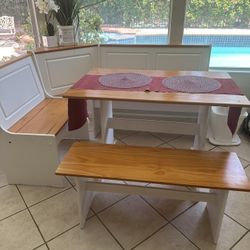 Alica 5 - Person Corner Pine Breakfast Nook with Hidden Storage 