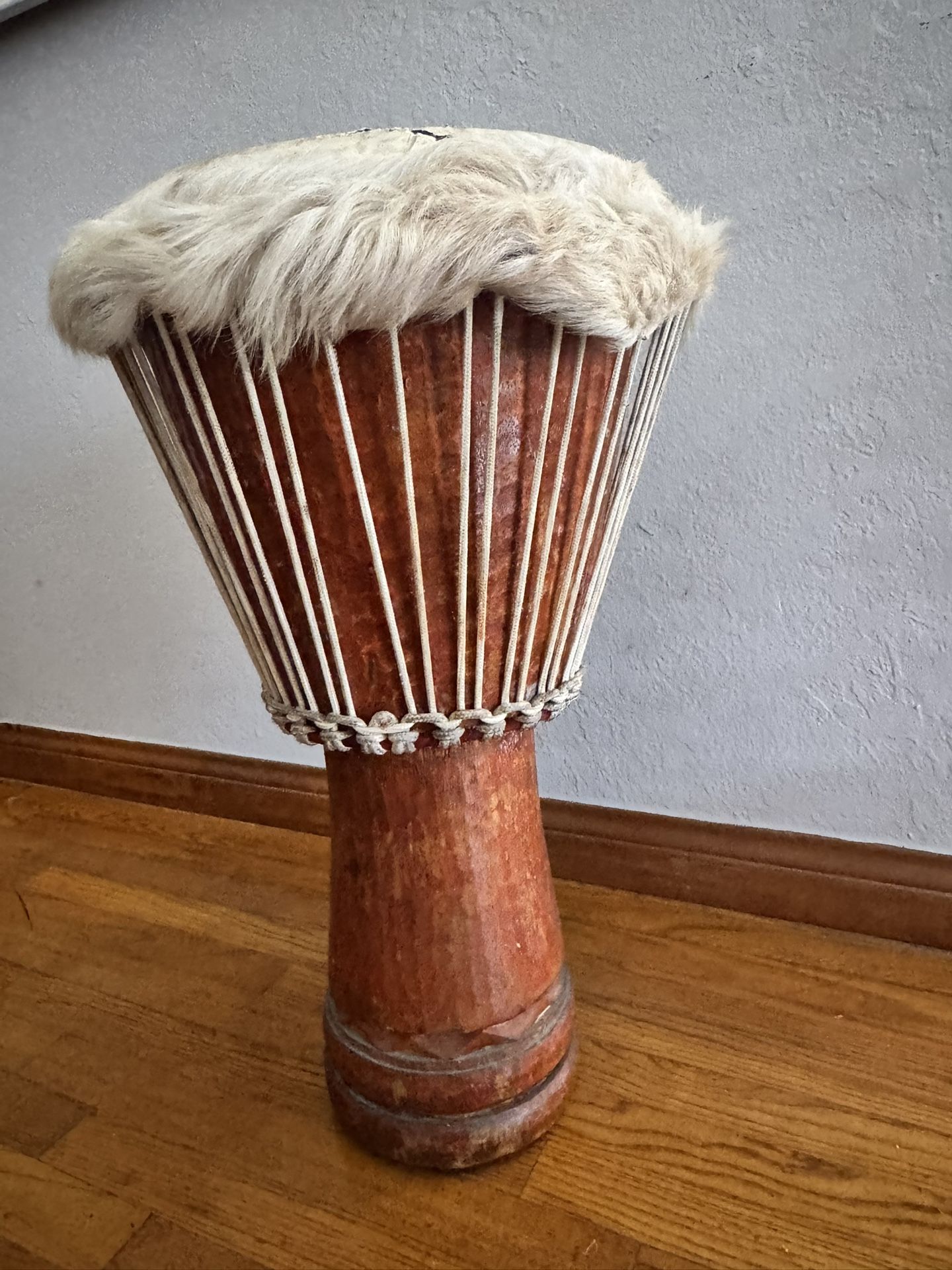 Vintage Djembe Natural Wood And Hide 12’ Diameter 25’ Tall