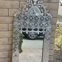 Vintage Mexican XL Punched Tin Decorative Wall Mirror