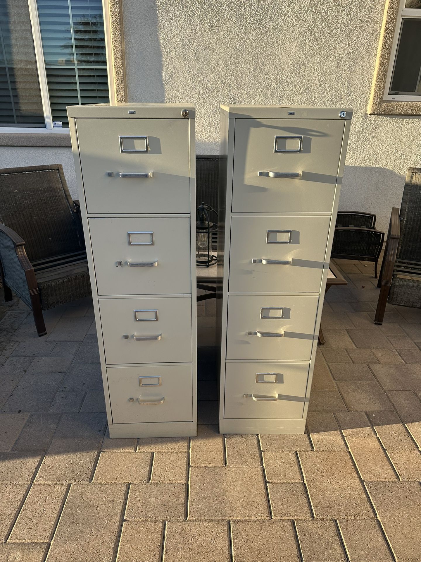 HON Vertical 4 Drawer Metal File Cabinet - 2 Available - No Key