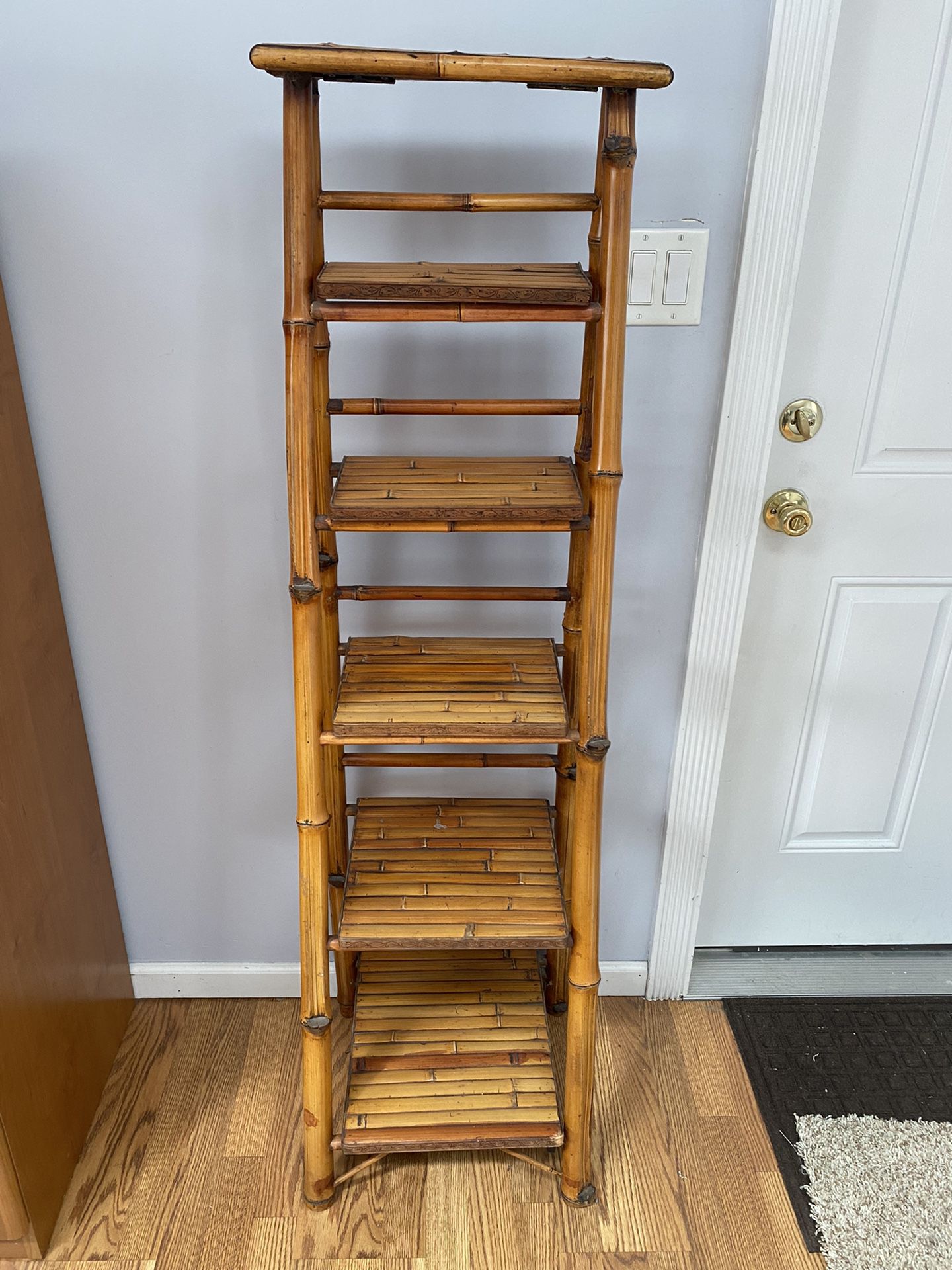 Bamboo Shelf Ladder Fold Up Vintage 5 Shelves