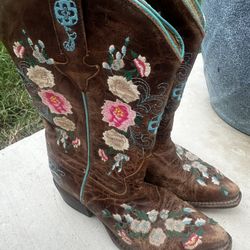 Little Girls Floral Western Boots Size 2 