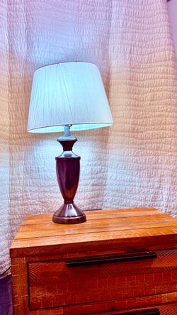 Table Lamp with White Fabric Shade