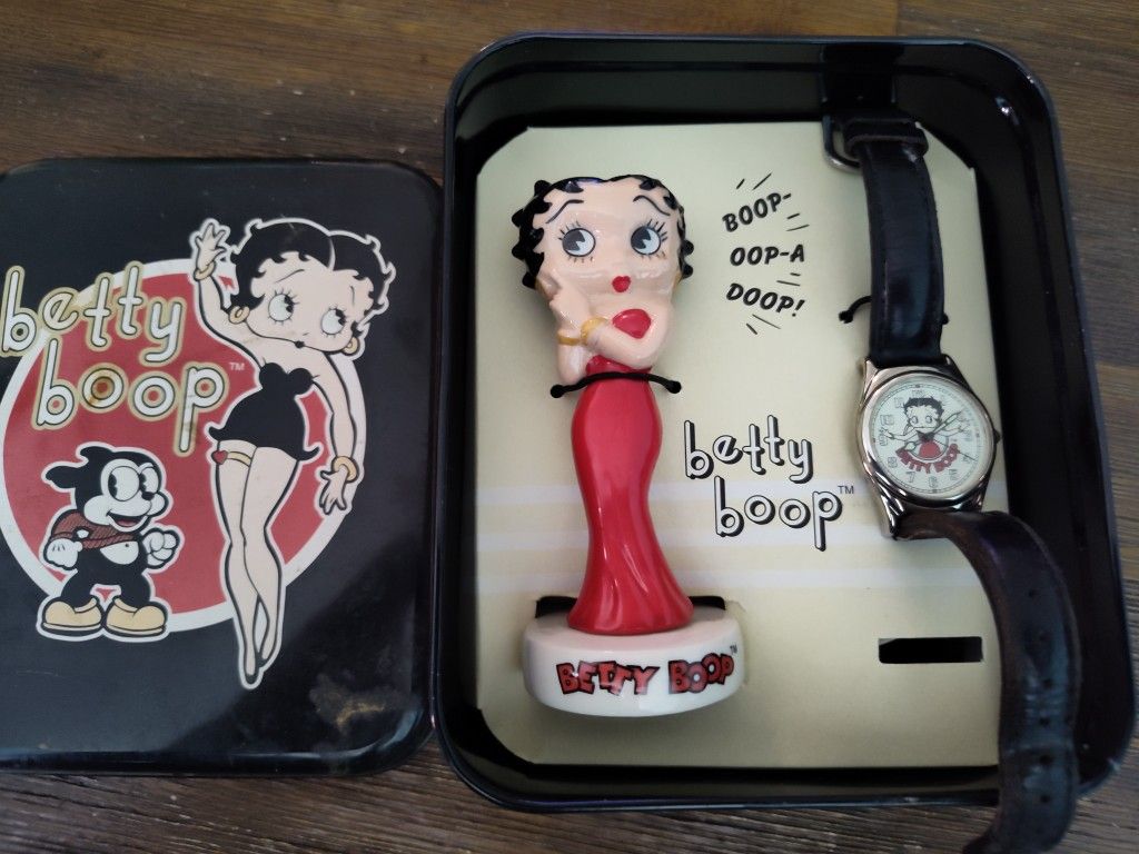 Vintage 1995 Betty Boop Fossil Watch And Collector Tin