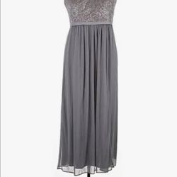 David's bridal Metallic silver Prom/Bridesmaid /formal strapless dress size 16