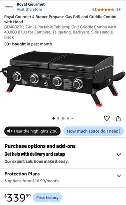 Royal Gourmet 4 Burner Propane Gas Grill and Griddle Combo with Hood